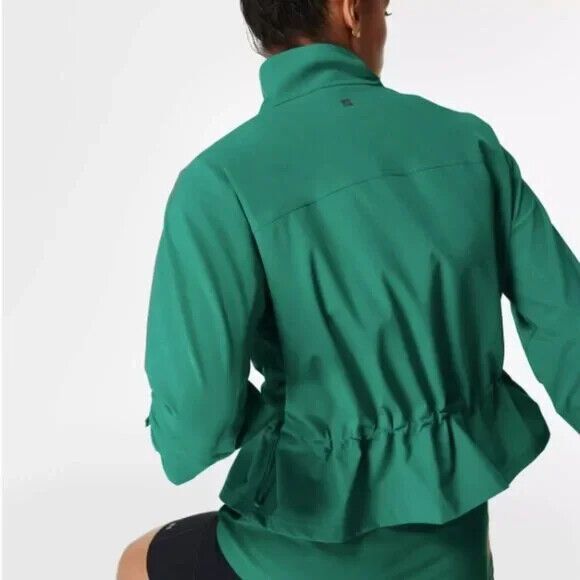 NWT New Womens Sweaty Betty Fast Lane Running Jacket M Wave Green Water resistan - Picture 5 of 13